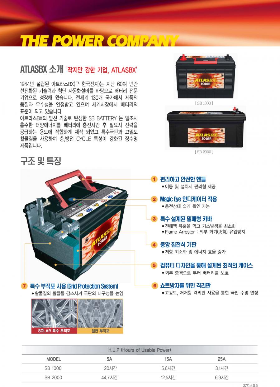 SB2000 12V 200AH 아트라스 ATLASBX 태양광 배터리 상세 이미지 1